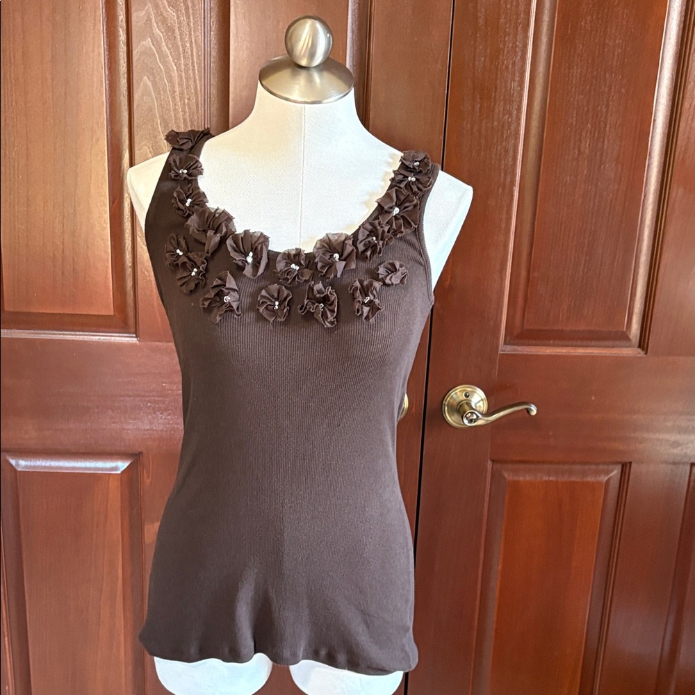 INC International Concepts Brown Floral Tank Top